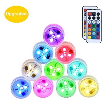 Small Submersible LED Lights with Remote Mini Waterproof Underwater Wedding Tea Light Battery Operated Festival Flameless Candles Decor for Vase, Bowls, Aquarium, Christmas Home Party Decoration 10Pcs