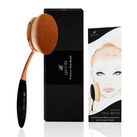 Oval Makeup Brush Rose Gold - The Perfect Cosmetic Brush for Your Face Powder, Cream Concealer, Contour Kit and Powder Foundation - Includes Step-by-Step Guide