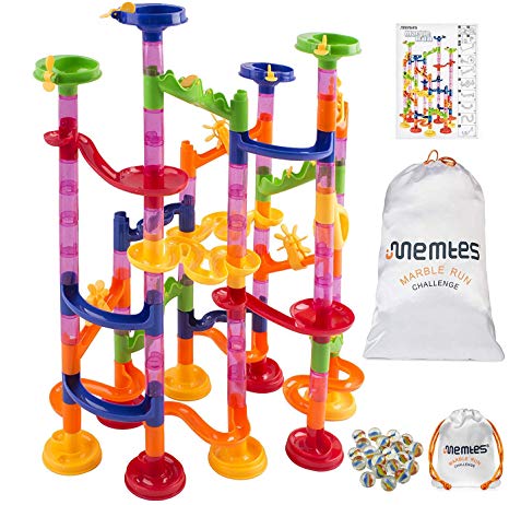 Memtes Marble Run Toy Race Coaster 105 Piece Set, Educational Construction Maze Building Blocks Learning Toy, with Silk Bag