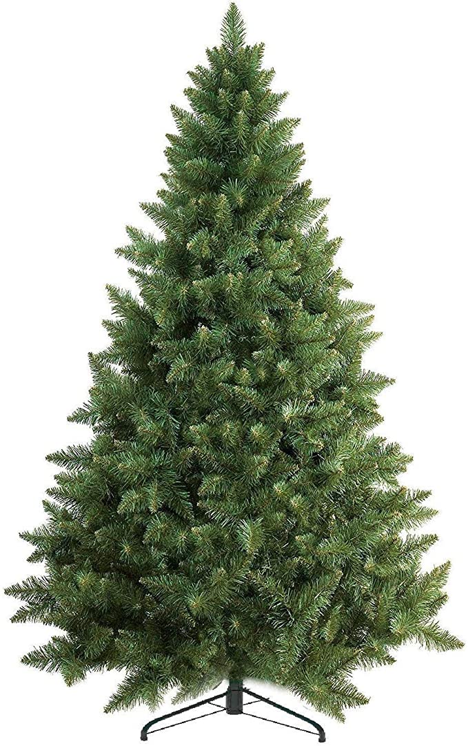 Prextex 6 Feet Premium Artificial Spruce Hinged Christmas Tree Lightweight/Easy to Assemble with Christmas Tree Metal Stand 1200 Tips