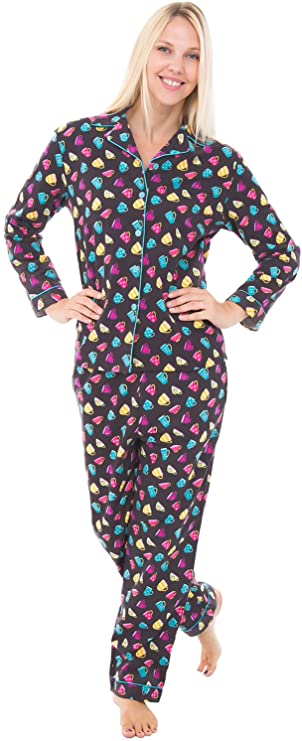 Alexander Del Rossa Women's Warm Flannel Pajama Set, Long Novelty Button Down Cotton Pjs