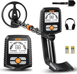 SUNPOW Metal Detector for Adults & Kids, Waterproof Metal Detector for Gold Detecting, Stable Anti-Interference, Big LCD Display, 4 Modes, IP68 Search Coil