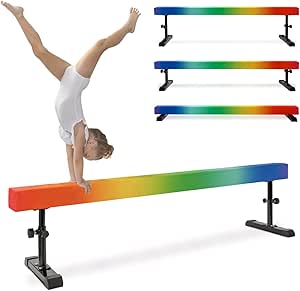 Milliard Patented Adjustable Balance Beam, High and Low (7'7") Floor Beam Suede Gymnastics Competition Style Training with Legs