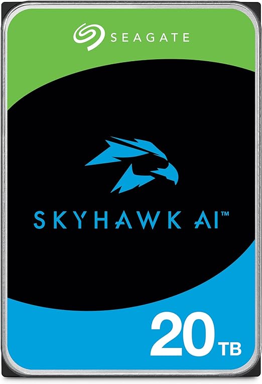 Seagate Skyhawk AI 20TB Video Internal Hard Drive HDD – 3.5 Inch SATA 6Gb/s 256MB Cache for DVR NVR Security Camera System with in-House Rescue Services (ST20000VEZ02)