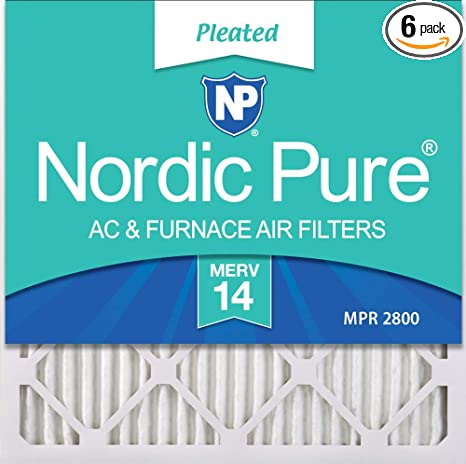 Nordic Pure 18x18x1 MERV 14 Pleated AC Furnace Air Filters, 18x18x1M14-6, 6 Pack