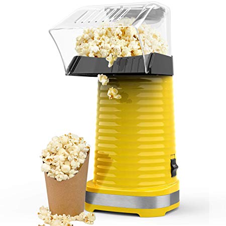 OPOLAR Hot Air Popcorn Popper Electric Machine, Fast Popcorn Maker with Measuring Cup and Removable Top Cover, Ideal for Watching Movies and Holding Parties in Home, Healthy, 1200W, BPA-Free