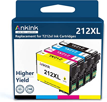 Ankink Remanufactured Ink Cartridge Replacement for Epson 212XL T212XL 212 XL T212 for Expression Home XP-4100 XP-4105 Workforce WF-2830 WF-2850 Printer (1 Black, 1 Cyan, 1 Magenta, 1 Yellow, 4 Pack)