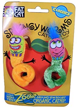 Bamboo FAT CAT 650037 Classic Springy Worms Cat Toy -  1 pack 2 count