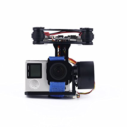 YKS 2-Axis Brushless Camera Gimbal w/Motors & Controller RTF for Gopro Hero 3/ 3 / 4 FPV Aerial Photography (Black)