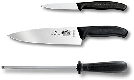 Victorinox Swiss Army Chef's Bundle Knife Set, Includes 8-inch Chef's Knife, 3.25-inch Paring Knife And 10-inch Honing Steel