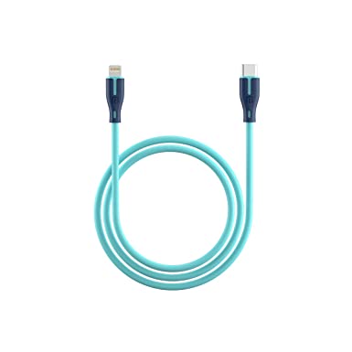 Portronics SILICO-L 20W PD Fast Charging Type C to 8 Pin USB Cable with Data Sync & 1 Meter Cable Length (Blue) for Smartphone