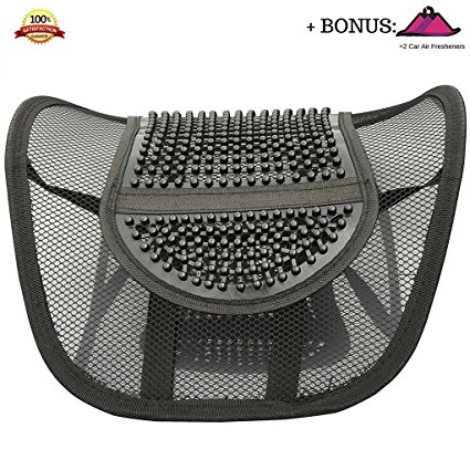 Lumbar Mesh Back Support by FOMI Care | For Car, Office Chair, Home | Alleviates Lower Back Pain, Promotes Healthy Posture, Corrects Spinal Alignment | Breathable, Massage Beads for Ultimate Comfort