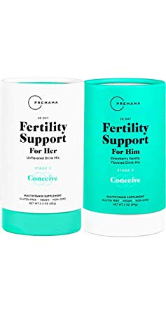 Premama Dual Fertility Bundle - Male Fertility Supplement Drink Mix with Female Fertility Support for Her - Couples Conception Support - 28 Servings