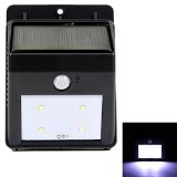 Solar Powered Bright LED Light Motion Sensor Detector Wireless Security Outdoor Peel N Stick - No Battery Required -Waterproof - Motion Sensor-Detector Activated Dusk