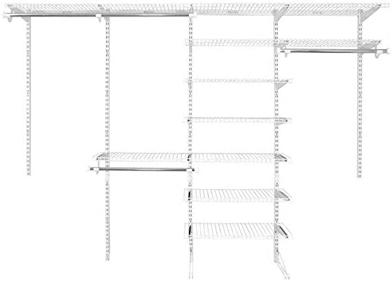 Rubbermaid Fasttrack 6 to 10 Ft Wide White Wire Custom Closet Organization Configuration Storage Kit