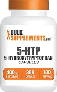 BulkSupplements.com 5-HTP 400mg - 5-Hydroxytryptophan, 5 HTP Supplement, 5HTP 400mg Capsules - Griffonia Seed Extract, Mood Support Supplement - 2 5-HTP Capsules per Serving, 360 Capsules