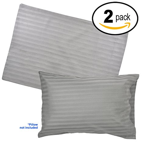 Angel Baby Toddler Grey Pillowcases Value 2-Pack - 100% NATURAL Cotton Percale, 400 Thread Count Sateen Weave, Machine Washable, Tumble Dry - for Kids Bedding - (14" x 20.5" / 2 pillow case covers)