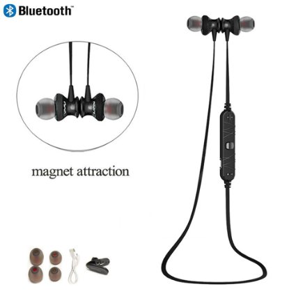 Bluetooth Earbuds Wireless In-Ear Noise Reduction Headphones Sweatproof Bluetooth Stereo Headset Lightweight Earphones with Microphone and Magnetic Attraction Bluetooth V40 Black