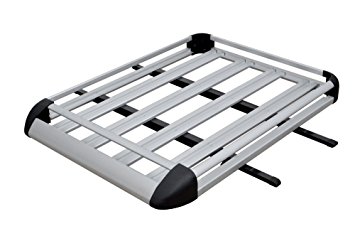 TMS ALUM-RFCARRIER-CH41 Cargo Luggage Rack (Aluminum Silver Roof Basket Car Roof Top with Crossbars)