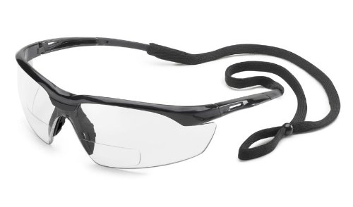 Gateway Safety 28MC15 Conqueror MAG Safety Glasses, 1.5 Diopter Magnification, Clear Lens, Black Frame