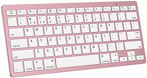 OMOTON Ultra-Slim Bluetooth Keyboard Compatible with Apple iPad 10.2 (2019), iPad Air, iPad Mini, iPad Pro and other iOS Devices, Apple Edition, Rose Gold