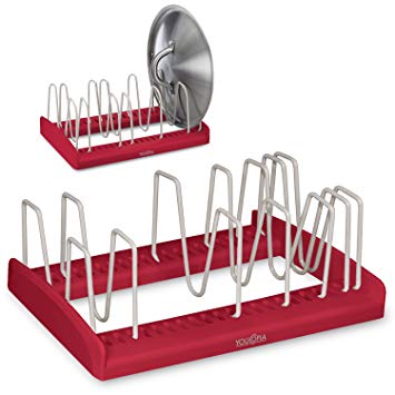 YouCopia StoreMore Adjustable Lid Holder, Set of 2, Red