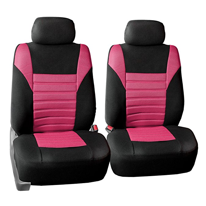 FH GROUP FH-FB068102 Premium 3D Air Mesh Seat Covers Pair Set (Airbag Compatible), Pink / Black Color- Fit Most Car, Truck, Suv, or Van