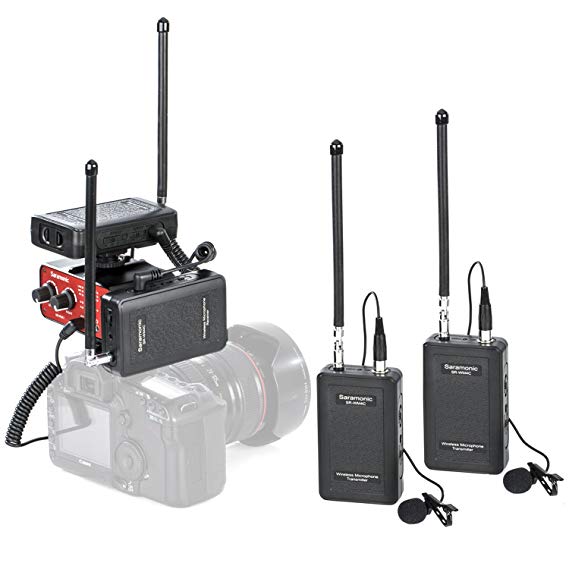 Saramonic Wireless VHF Dual Lav System with 2 Transmitters, 2 Receivers, and Premium Audio Mixer for DSLR Cameras and Camcorders
