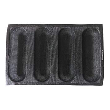 Amzchoice Silicone Non Stick Baking Liners Mat Bread Mold Bread Mould (4 Loaf, Black)
