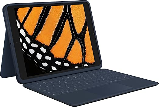 Logitech Rugged Combo 3 Touch iPad® Keyboard Case with Trackpad and Smart Connector for iPad (7th, 8th and 9th Generation) for Education - Classic Blue