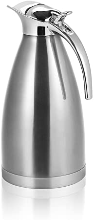 1.5L/2L Coffee Tea Pot Stainless Steel Double Wall Vacuum Insulated Pot Thermo Jug Hot Water Bottle(Silver 2L)