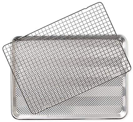Nordic Ware 43171 2-Piece Set-Prism Half Sheet w/Oven Safe Nonstick Grid, Aluminum