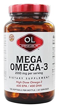 Olympian Labs Mega Omega-3 Fish Oil 2,000 mg Softgels, 120 ct