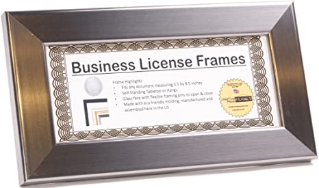 Creative Picture Frames 4” x 9” Stainless Steel Finish Business License Certificate Frame