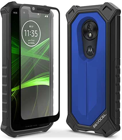 Motorola Moto G7 Play Phone Case, Evocel [EvoGuard Series] Premium Full Body Case with Glass Screen Protector for Motorola Moto G7 Play, Blue