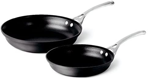 Calphalon Contemporary Hard-Anodized Aluminum Nonstick Cookware, Omelette Fry Pan, 10-inch and 12-inch Set, Black (Renewed)