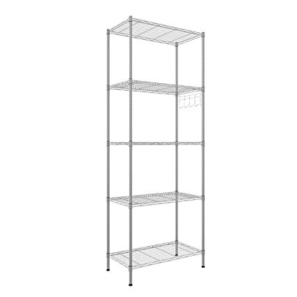 Hufcor 5 Tier Tall Free-Standing Storage Shelves Organizer, Heavy Duty Steel Industrial Shelving Unit, Silver, 21" W x 12" Dx 59"H