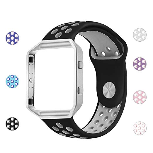 iGK Silicone Replacement Bands Compatible for Fitbit Blaze, Soft Sport Strap with Metal Frame for Fitbit Blaze Small Large