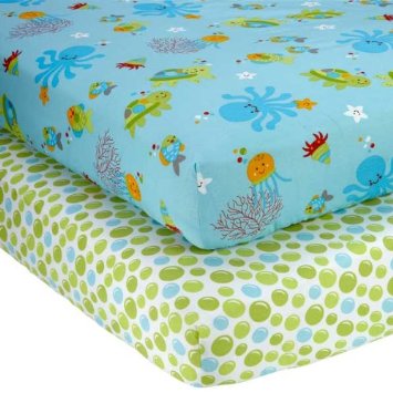 NoJo Little Bedding 2 Count Crib Sheet Set Ocean Dreams