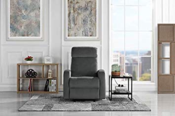 Overstuffed Sleek Modern Living Room Linen Fabric Recliner Chair (Dark Grey)