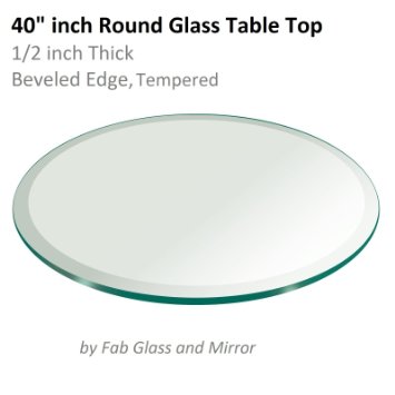 Glass Table Top: 40 inch Round 1/2 inch Thick Beveled Edge Tempered