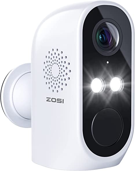 ZOSI C1 Wireless Battery Security Camera, WiFi Rechargeable IP Cam with 2-Way Audio, Outdoor Wire Free Camera with Color Night Vision, Human Detection, Remote APP, for Home Office Surveillance