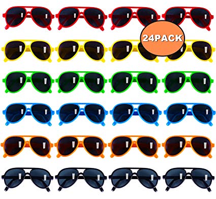 Kids Sunglasses Party Favors, Aviator Sunglasses in Bulk 24 Pack for Kids, Pool Party Favors, Goody Bag Stuffers, Beach Party Toys, Fun Gift for Children Birthday & Graduation Party Supplies