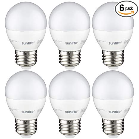 Sunlite G16/LED/7W/D/E26/FR/ES/27K/CD/6PK LED Light Bulb, 60 Equivalent-6 Pack