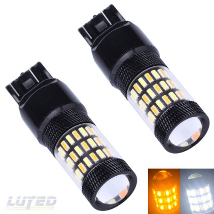 LUYED 2 X Super Bright 4014 66-smd White/Yellow 7441 7443 7444 Switchback LED Bulbs Used For Turn Signal Lights