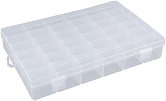 Szsrcywd 36 Grids Clear Plastic Jewelry Box Organizer Storage Container with Adjustable Dividers