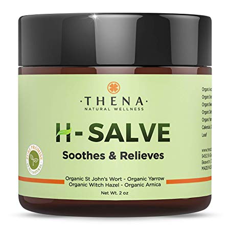 H Salve Soothes & Relieves Hemmoroid & Fissure, Intense Natural Hemorrhoid Treatment Remedy, Organic Herbal Essential Oil Healing Formula Ointment Emollient Cream Balm, Best with THENA Sitz Bath Soak