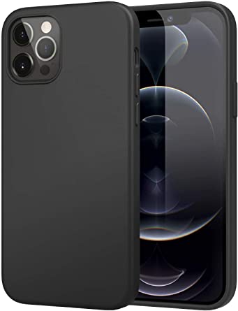 MoKo Compatible with iPhone 12 Pro Max 6.7 Inch 2020 Case, Shockproof Slim Fit Liquid Silicone Gel Rubber Protective Case Soft Touch Back Cover Fit with iPhone 12 Pro Max 6.7" - Black