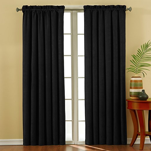 Eclipse Suede 42-Inch by 63-Inch Thermaback Blackout Panel, Black