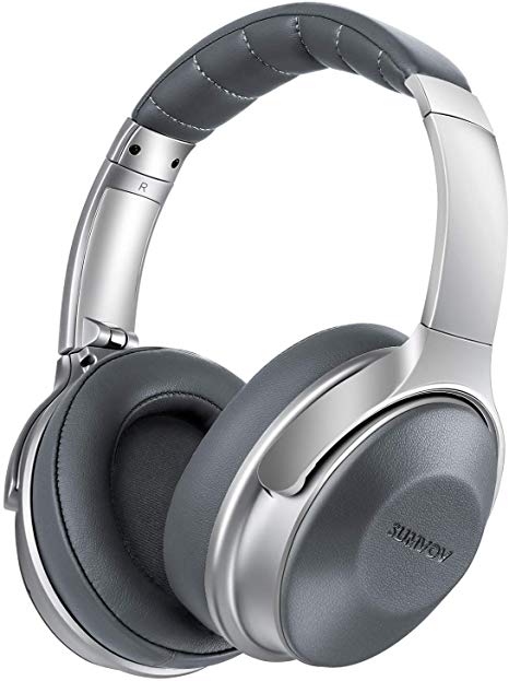 Sumvov Wireless Headphones Over Ear, SV-601 Bluetooth Headphones 5.0 with Mic, Quick Charge, 30 Hours Playtime, Deep Bass, Comfortable Protein Earpads, Stereo Foldable Headset (Silver&Grey)